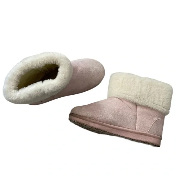 Olivia Miller Girl Shimmer Winter Fur Trim Ankle Boots, Pink Size 4 (Big Kid) - Picture 2 of 10